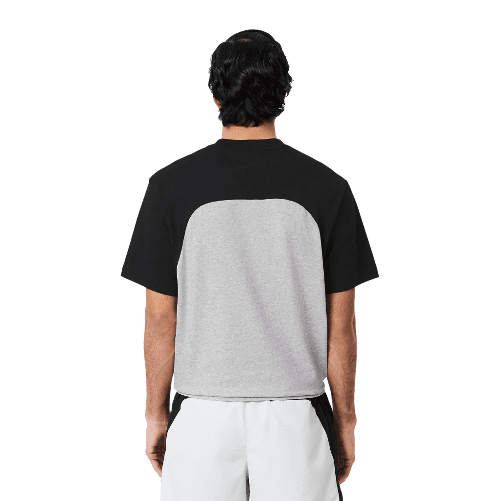 Lacoste Classic Fit Colour Block T-Shirt Silver Chine/Black