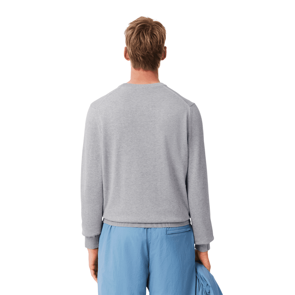 Lacoste Monochrome Crew Neck Sweater Silver Chine