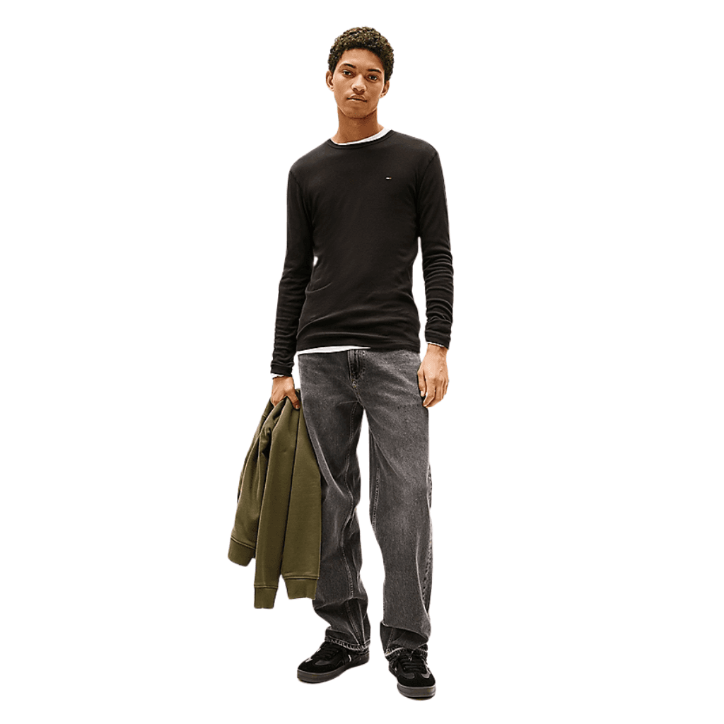 Tommy Jeans Original Rib Long Sleeve T-Shirt Tommy Black